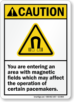 Area With Magnetic Fields, May Effect Pacemakers Sign