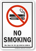 Maine No Smoking Sign