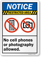 No Cell Phones Or Photography Sign