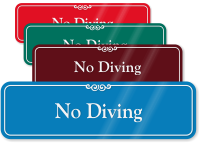 No Diving Pool Safety ShowCase Wall Sign