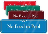 No Food In Pool ShowCase Wall Sign