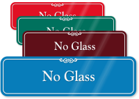 No Glass Pool Rules ShowCase Wall Sign