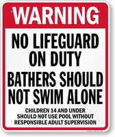 Utah No Lifeguard On Duty Pool Sign