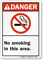 No Smoking In This Area Sign