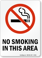 No Smoking In This Area Sign