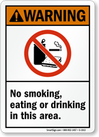 ANSI Warning No Smoking Eating or Drinking Sign