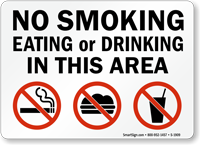 No Smoking Eating or Drinking Sign