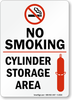 No Smoking Cylinder Storage Area Sign