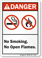 No Smoking Open Flames Danger Sign