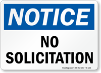 Notice No Solicitation Sign