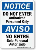 Do Not Enter Authorized Personnel Only Bilingual Sign