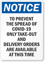 Take Out and Delivery Only Custom Retail Service Sign