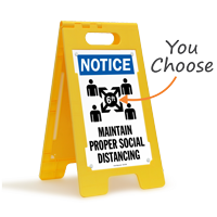 NOTICE: Maintain Proper Social Distancing (w/ Graphic) FloorBoss XL™ Floor Sign