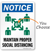 Notice Maintain Proper Social Distancing Sign