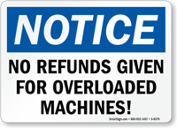 Notice No Refunds Sign