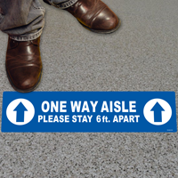 One Way Aisle, Please Stay 6ft Apart (Blue)