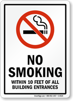 NO SMOKING WITHIN 10 FEET Sign