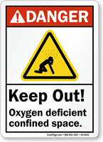 Keep Out Oxygen Deficient Confined Space Danger Sign