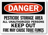 Danger Pesticide Storage Area Sign