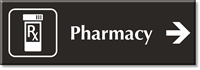 Pharmacy Engraved Sign Rx and Right Arrow Symbol