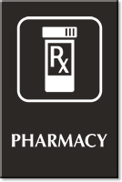 Pharmacy Engraved Hospital Sign with Rx Symbol