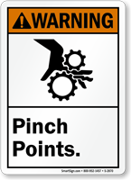 Warning ANSI Pinch Points Sign