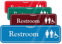 Restroom with Graphic ShowCase™ Wall Sign