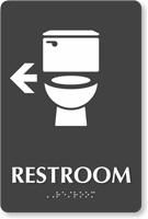 Restroom With Arrow TactileTouch Braille Sign