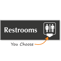 Unisex Engraved Restrooms Arrow Sign