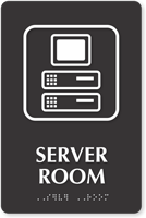 Server Room Symbol TactileTouch™ Sign with Braille