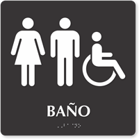 Bano Spanish Braille Restroom Sign