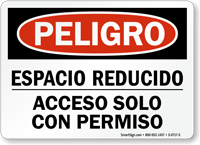 Espacio Reducido Acceso Solo Con Permiso Spanish Sign