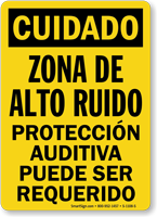 Zona De Alto Ruido Proteccion Auditiva Spanish Sign