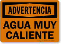 Spanish Advertencia Agua Muy Caliente Sign