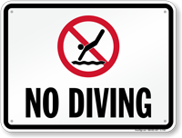 No Diving Sign for Arizona, Arkansas, California & Florida