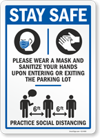 Stay Safe Parking Lot Social Distancing Sign