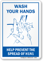 Swine Flu Wash Hands Sign