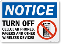 Notice Turn Off Cellular Phones Pagers Sign