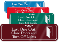 Close Door And Turn Off Lights Wall Sign