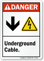 Underground Cable Down Arrow Electric Shock Symbol Sign
