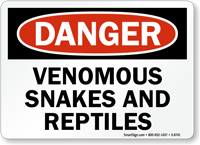 Danger Venomous Snakes And Reptiles Sign