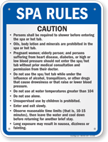 Vermont Caution Spa Rules Sign