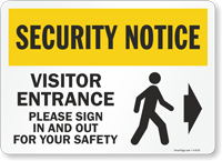 Visitor Please Sign In and Out Sign