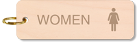 Women Restroom Key Chain Wood