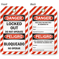Bilingual Locked Out Do Not Operate Tag