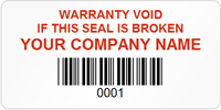 Tamper Labels Warranty Void Company Name with Bardcode