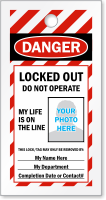 Print Own Striped OSHA Locked Out Photo Tag