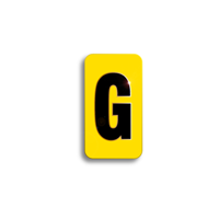 Character Black on Yellow "G" For Horizontal Mounting Holder