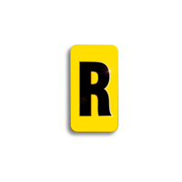 Character Black on Yellow "R" For Horizontal Mounting Holder