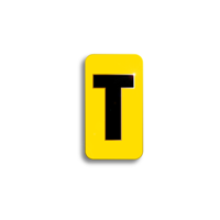 Character Black on Yellow "T" For Horizontal Mounting Holder